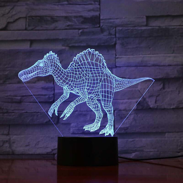 Baryonx Dinosaur (2) - 3D Optical Illusion Lamp - carve-craftworks-llc