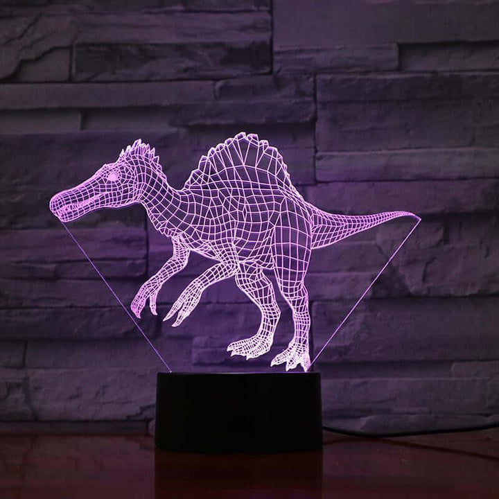 Baryonx Dinosaur (2) - 3D Optical Illusion Lamp - carve-craftworks-llc