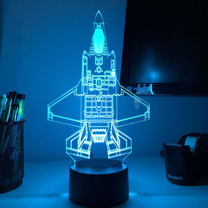 F-35 Lightning II - Vertical Blueprint Lamp - carve-craftworks-llc