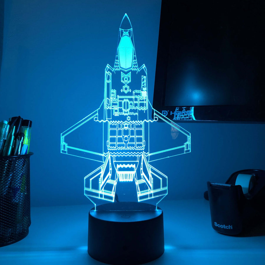 F-35 Lightning II - Vertical Blueprint Lamp - carve-craftworks-llc