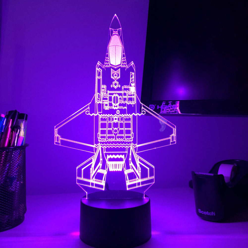 F-35 Lightning II - Vertical Blueprint Lamp - carve-craftworks-llc