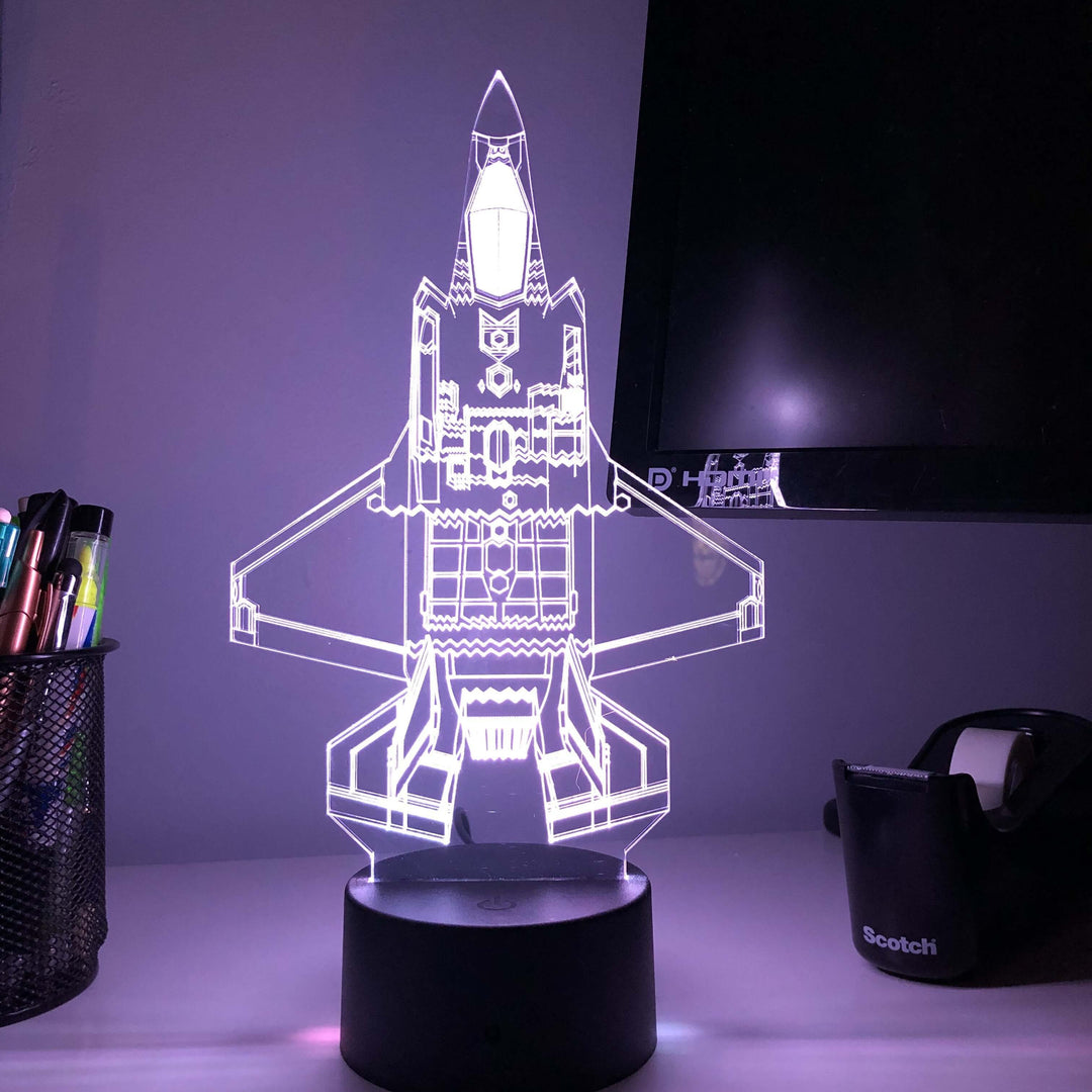 F-35 Lightning II - Vertical Blueprint Lamp - carve-craftworks-llc
