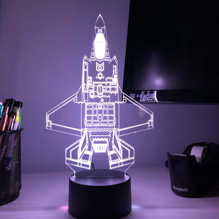 F-35 Lightning II - Vertical Blueprint Lamp - carve-craftworks-llc