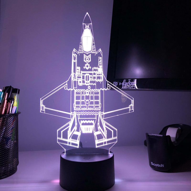 F-35 Lightning II - Vertical Blueprint Lamp - carve-craftworks-llc