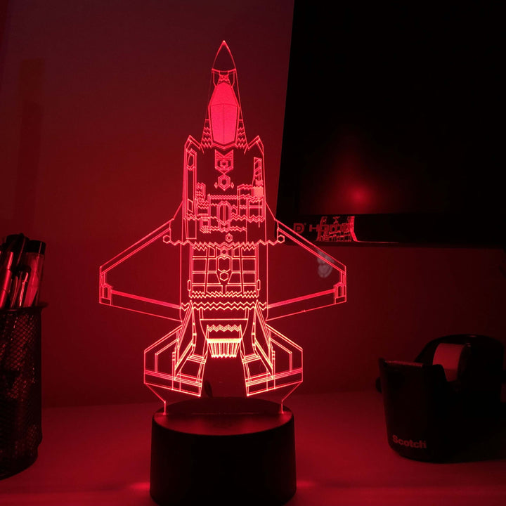 F-35 Lightning II - Vertical Blueprint Lamp - carve-craftworks-llc