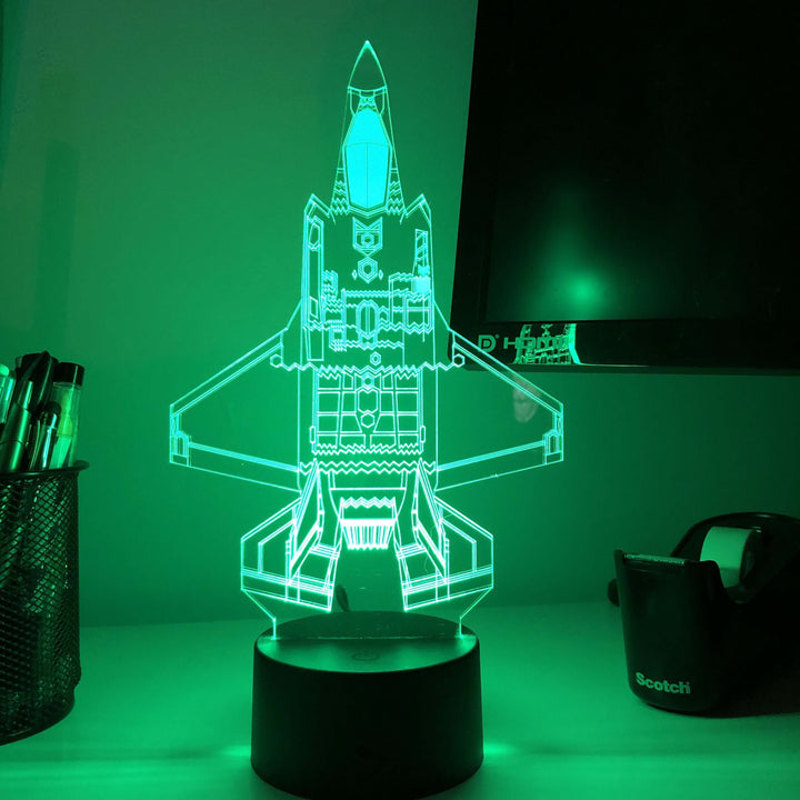 F-35 Lightning II - Vertical Blueprint Lamp - carve-craftworks-llc
