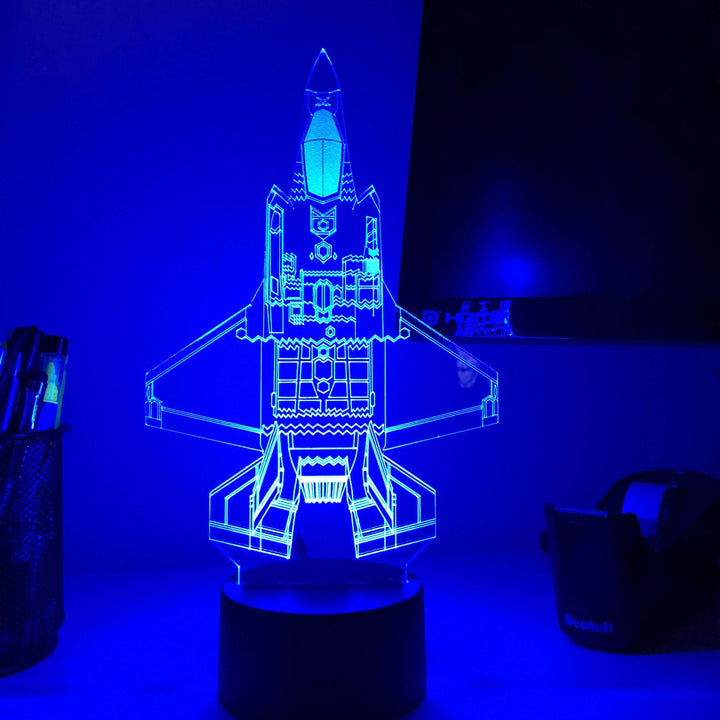 F-35 Lightning II - Vertical Blueprint Lamp - carve-craftworks-llc