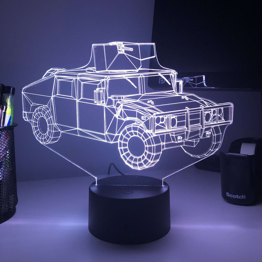 HUMVEE - 3D Optical Illusion Lamp - carve-craftworks-llc