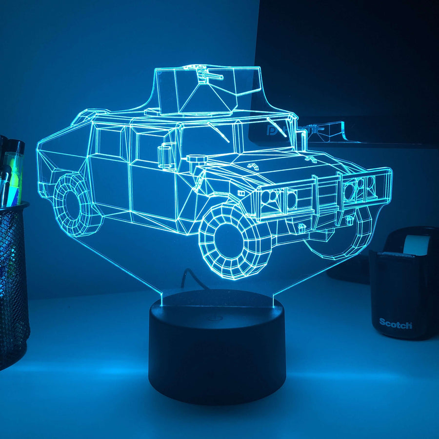 HUMVEE - 3D Optical Illusion Lamp - carve-craftworks-llc