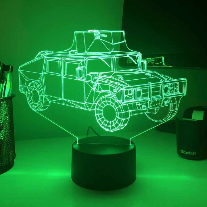 HUMVEE - 3D Optical Illusion Lamp - carve-craftworks-llc