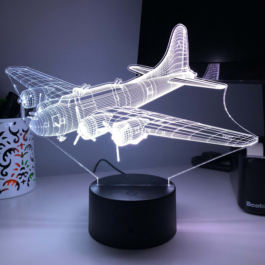 B-17 Bomber - 3D Optical Illusion Lamp - carve-craftworks-llc