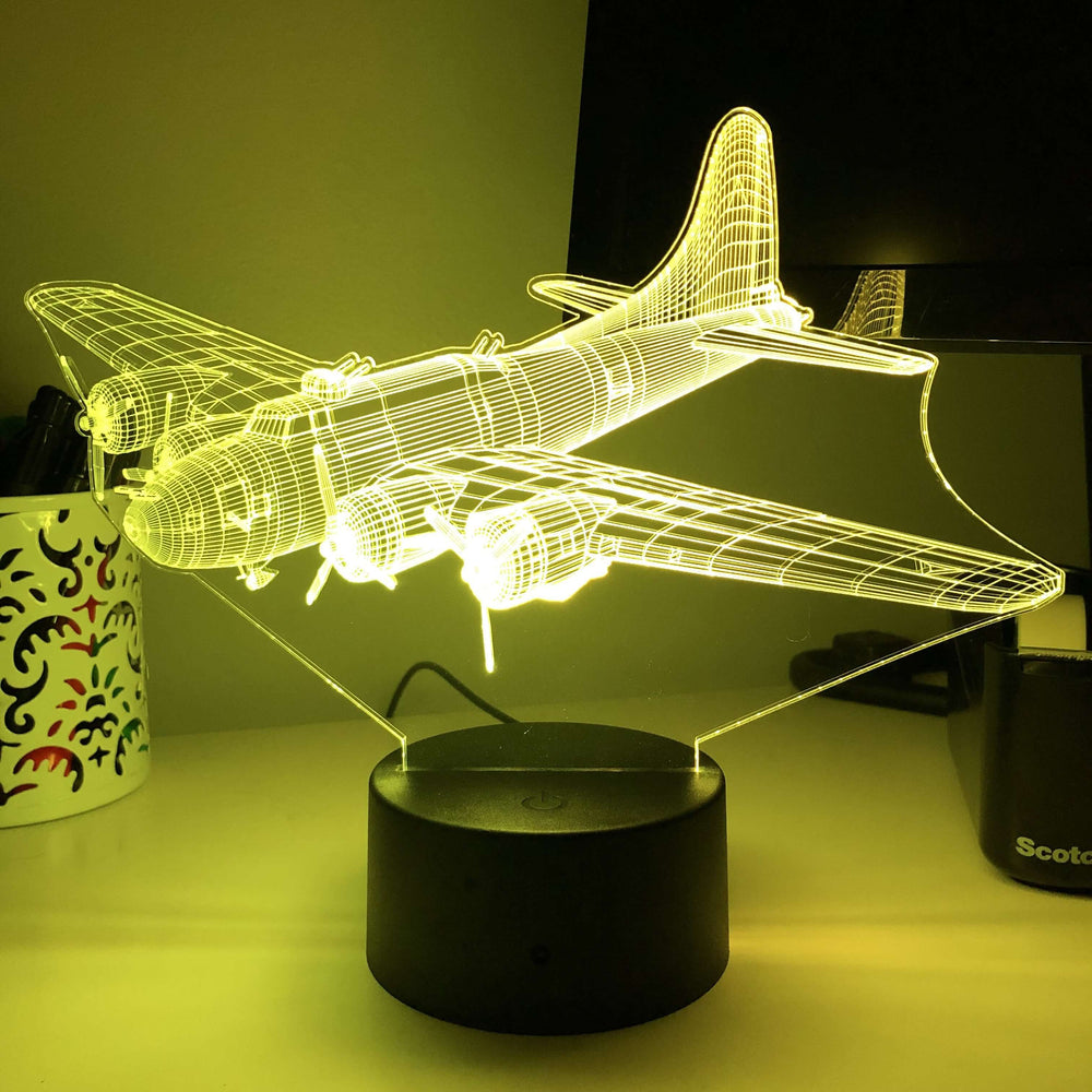 B-17 Bomber - 3D Optical Illusion Lamp - carve-craftworks-llc