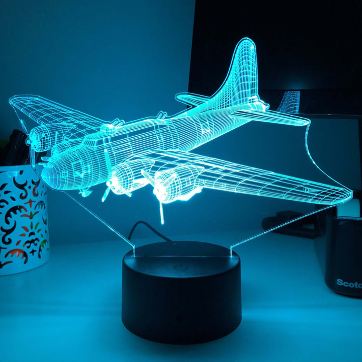 B-17 Bomber - 3D Optical Illusion Lamp - carve-craftworks-llc