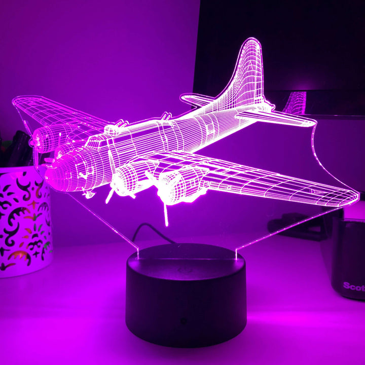 B-17 Bomber - 3D Optical Illusion Lamp - carve-craftworks-llc