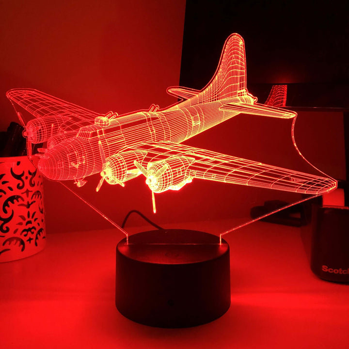 B-17 Bomber - 3D Optical Illusion Lamp - carve-craftworks-llc