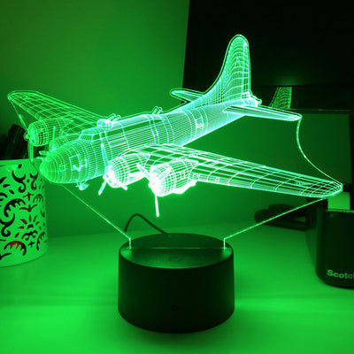 B-17 Bomber - 3D Optical Illusion Lamp - carve-craftworks-llc