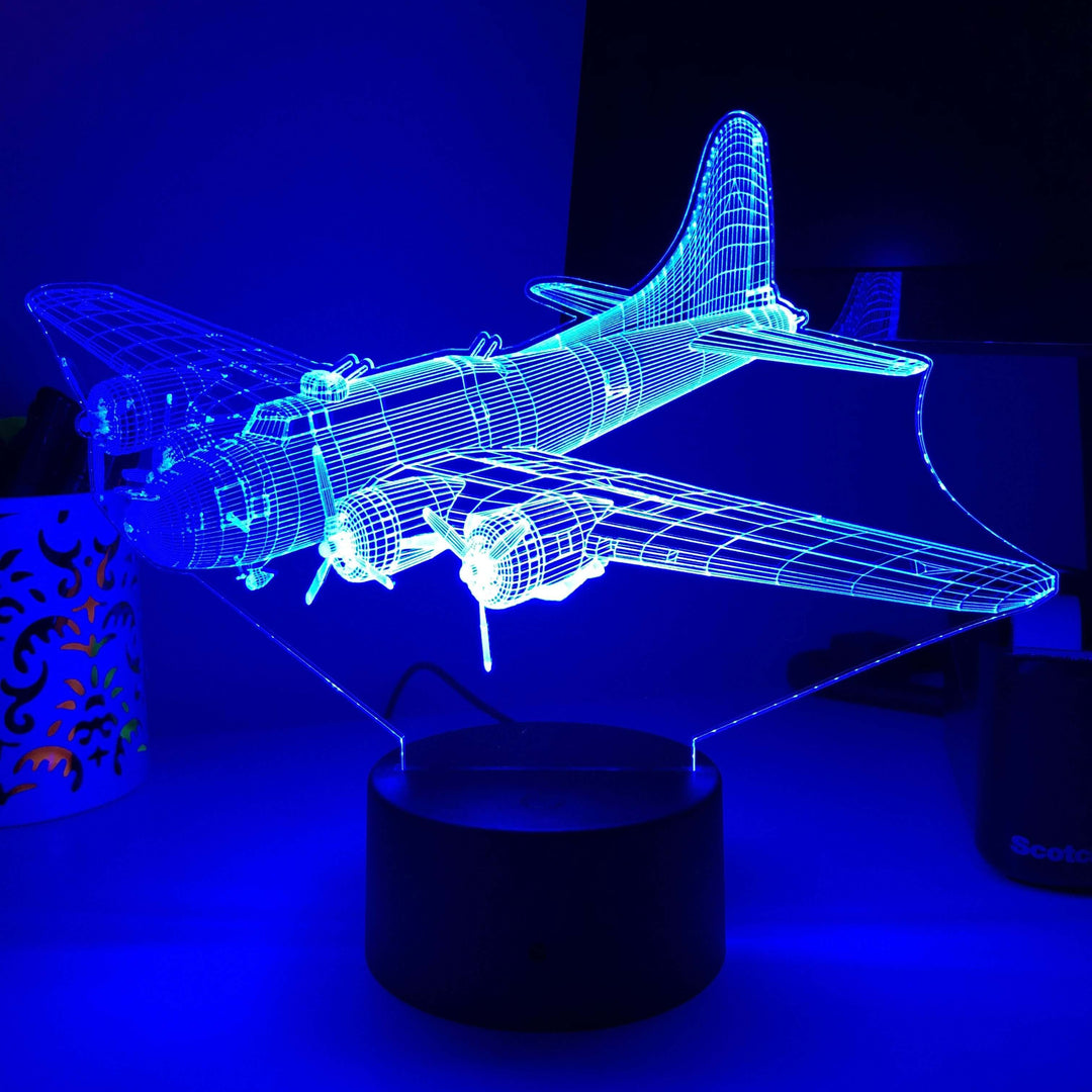B-17 Bomber - 3D Optical Illusion Lamp - carve-craftworks-llc