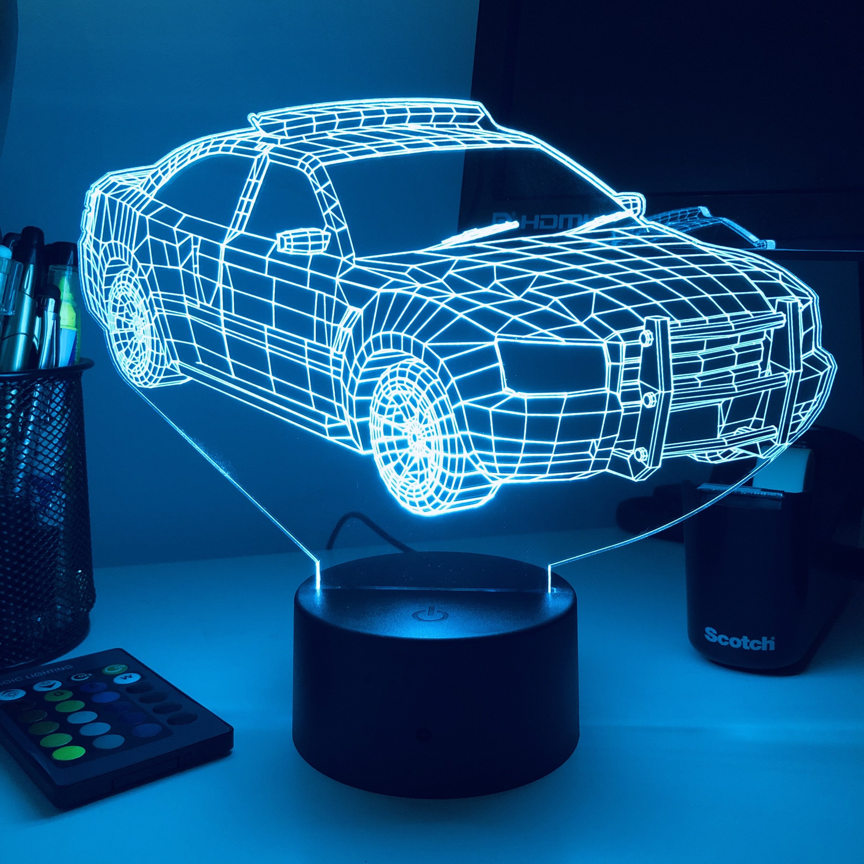 Police Squad Car - 3D Optical Illusion Lamp – Carve Craftworks, LLC