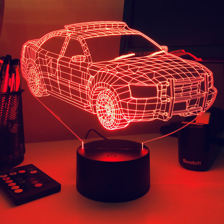 Police Squad Car - 3D Optical Illusion Lamp - carve-craftworks-llc