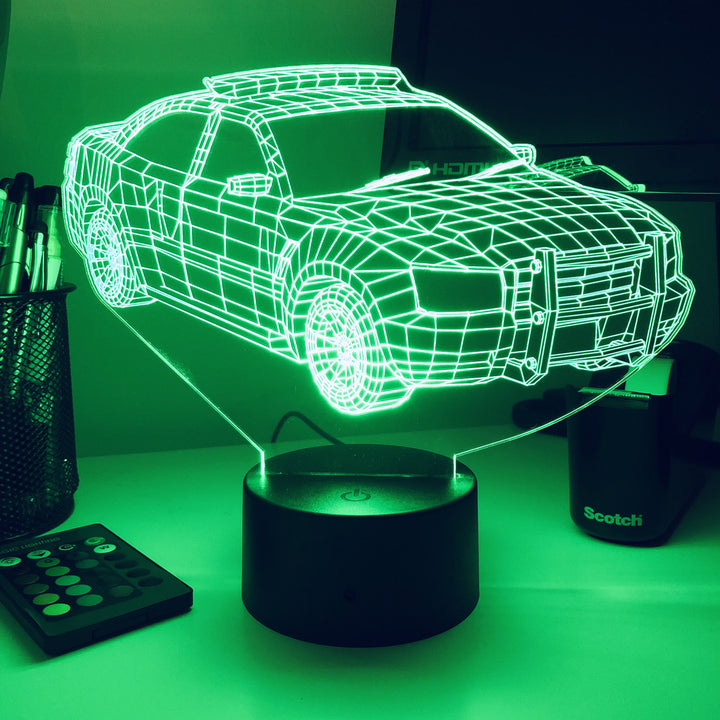 Police Squad Car - 3D Optical Illusion Lamp - carve-craftworks-llc