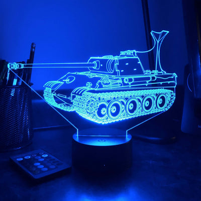 German Panther Tank  - 3D Optical Illusion Lamp - carve-craftworks-llc
