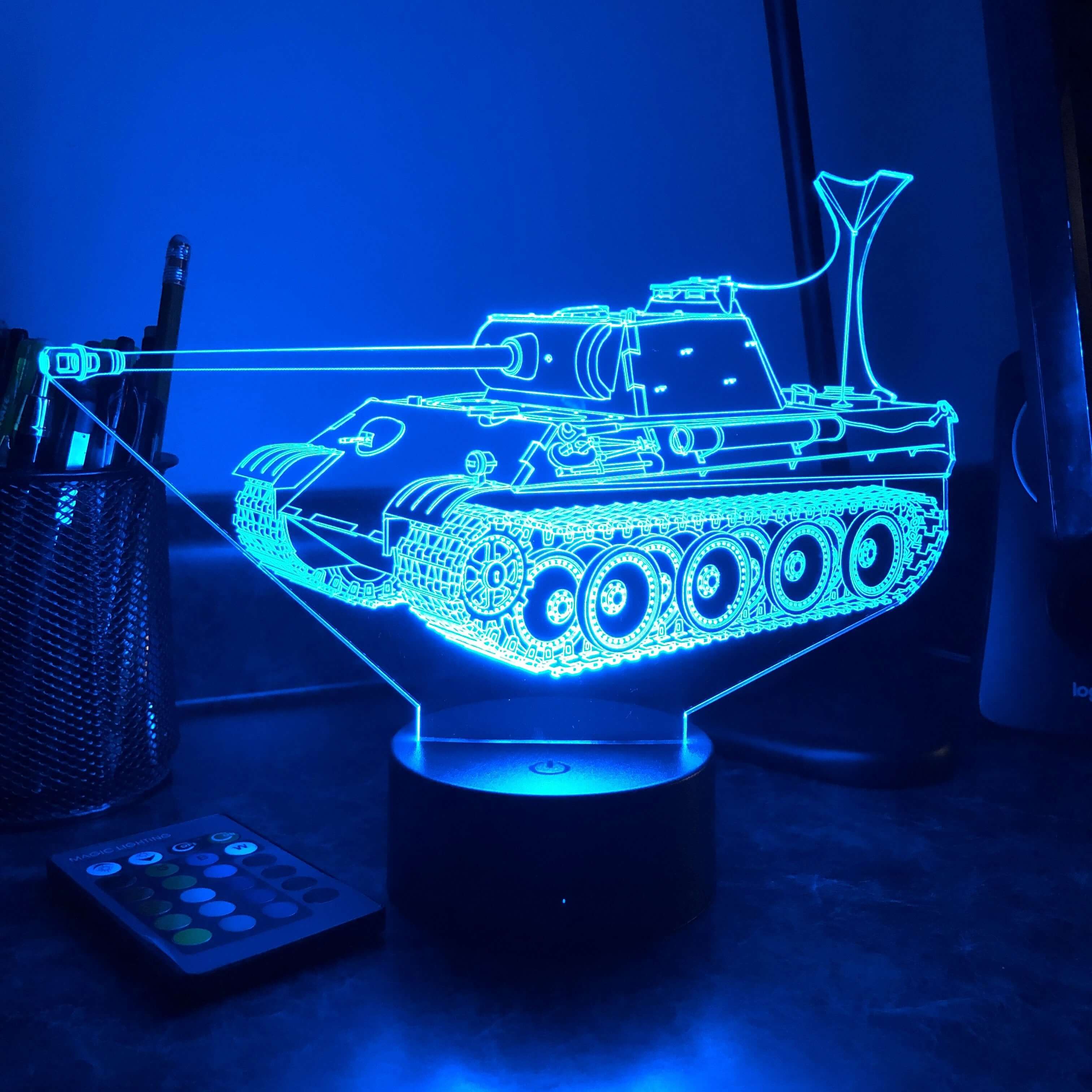 German Panther Tank - 3D Optical Illusion Lamp – Carve Craftworks, LLC