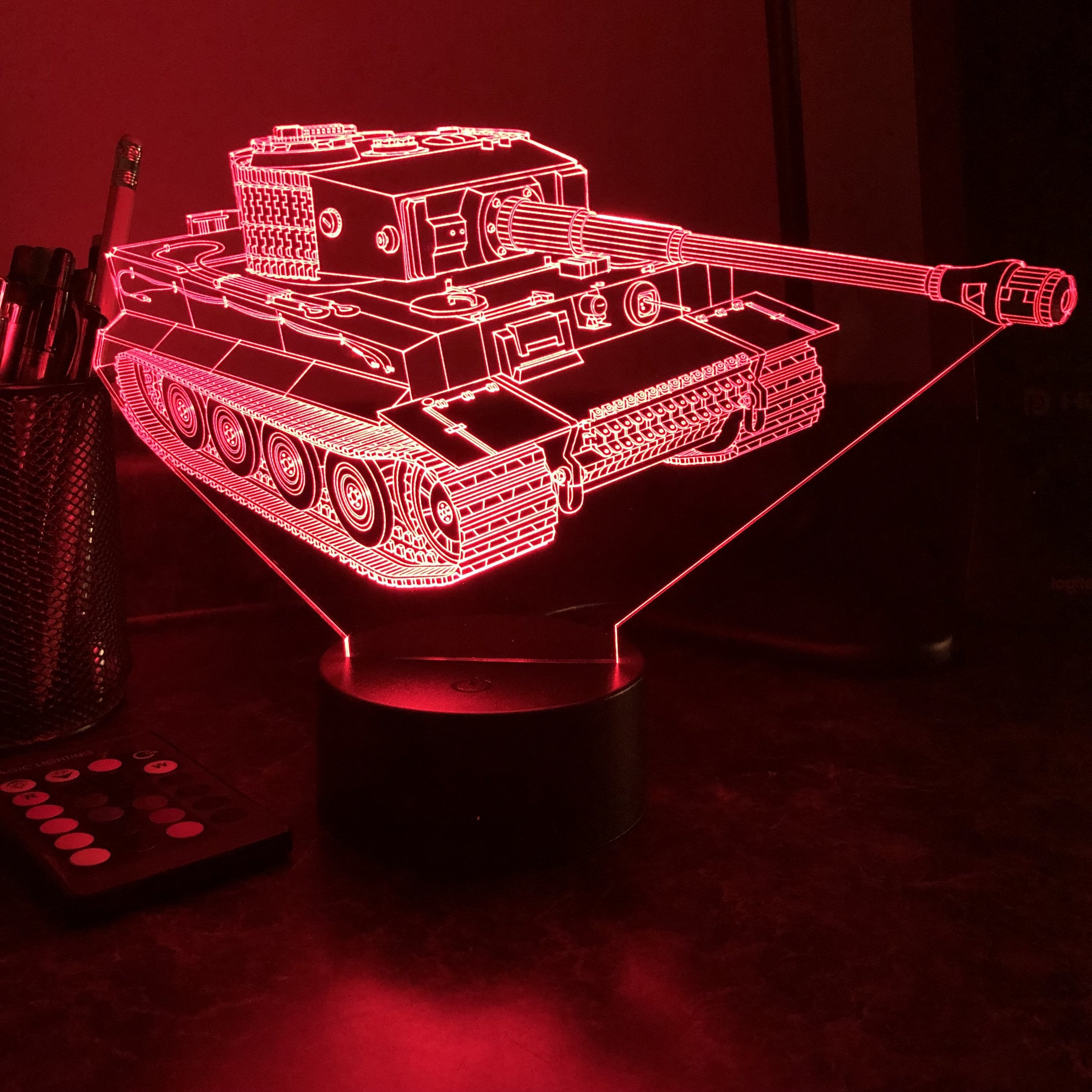 Tiger Tank - 3D Optical Illusion Lamp – Carve Craftworks, LLC