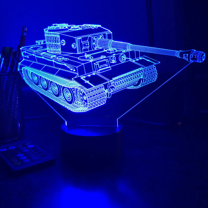 Tiger Tank  - 3D Optical Illusion Lamp - carve-craftworks-llc