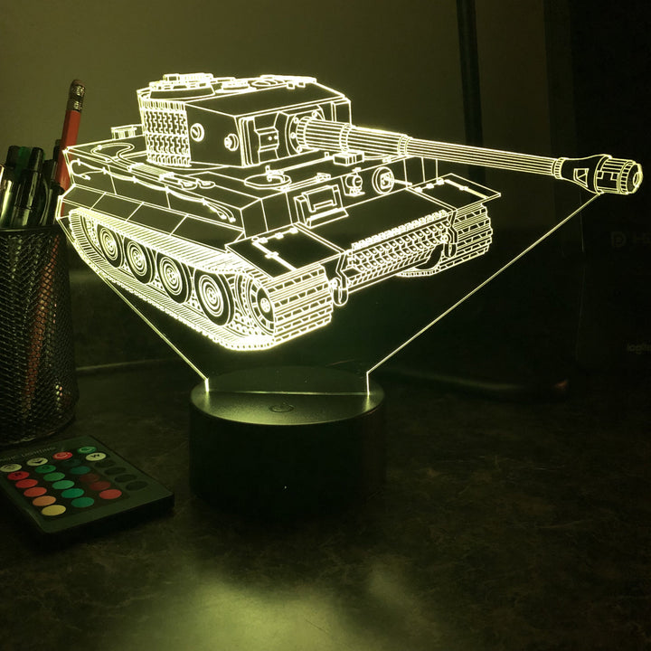 Tiger Tank  - 3D Optical Illusion Lamp - carve-craftworks-llc