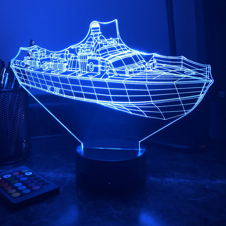 PT Boat 305 - 3D Optical Illusion Lamp - carve-craftworks-llc