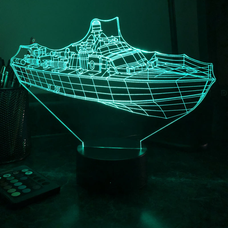 PT Boat 305 - 3D Optical Illusion Lamp - carve-craftworks-llc