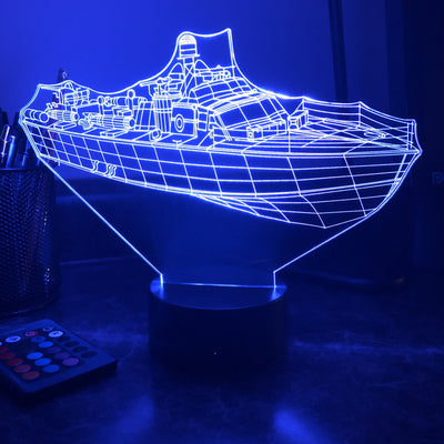 PT Boat 305 - 3D Optical Illusion Lamp - carve-craftworks-llc