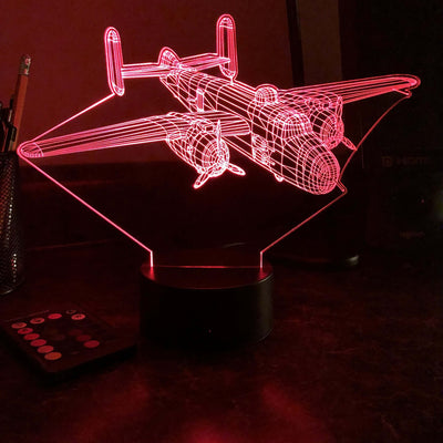 B-25 Bomber - 3D Optical Illusion Lamp - carve-craftworks-llc