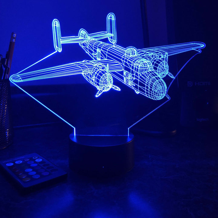 B-25 Bomber - 3D Optical Illusion Lamp - carve-craftworks-llc