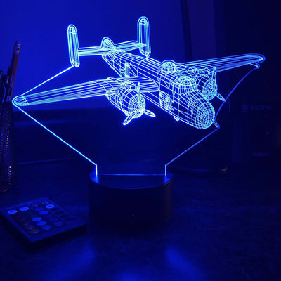 B-25 Bomber - 3D Optical Illusion Lamp - carve-craftworks-llc