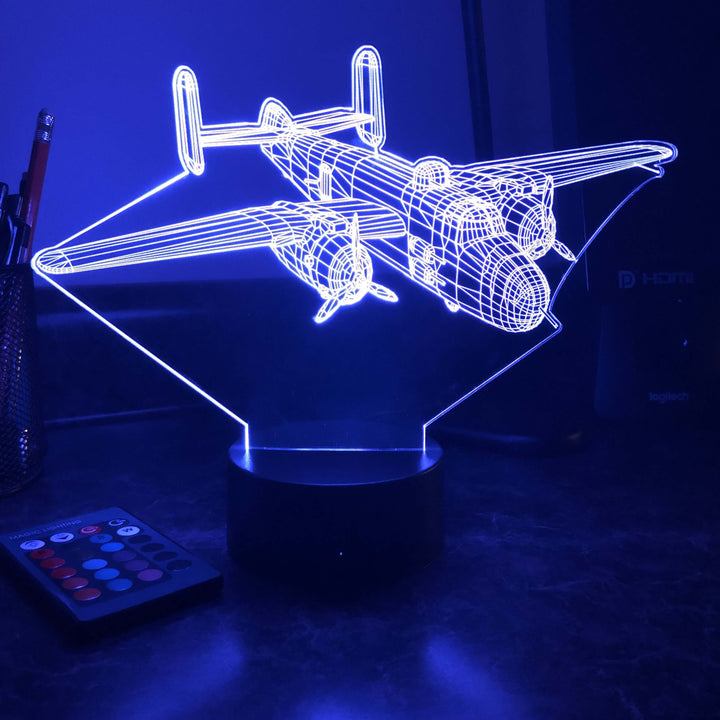 B-25 Bomber - 3D Optical Illusion Lamp - carve-craftworks-llc