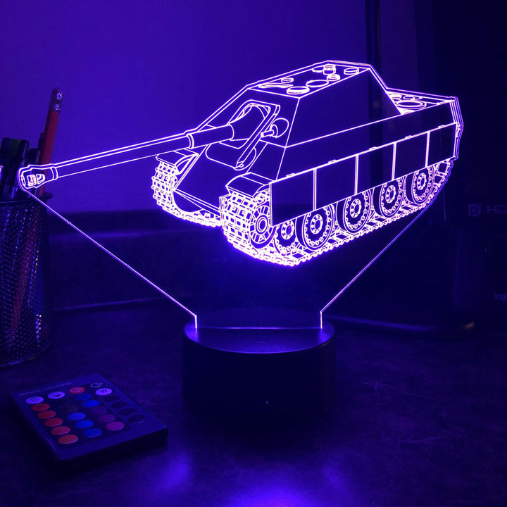 Jagdpanther Tank Destroyer - 3D Optical Illusion Lamp - carve-craftworks-llc