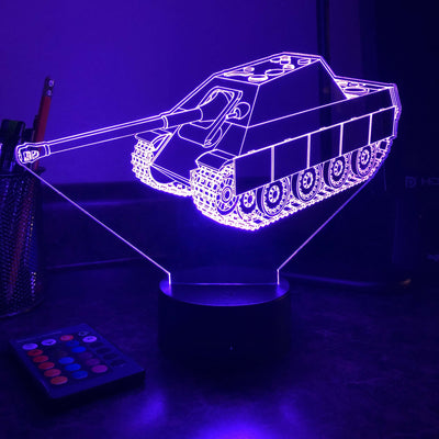 Jagdpanther Tank Destroyer - 3D Optical Illusion Lamp - carve-craftworks-llc