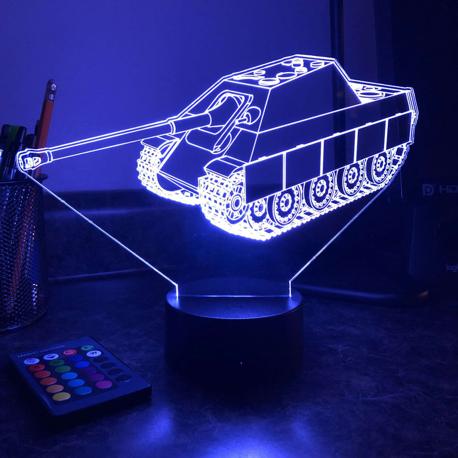 Jagdpanther Tank Destroyer - 3D Optical Illusion Lamp - carve-craftworks-llc