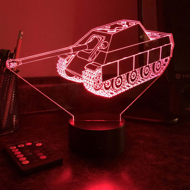 Jagdpanther Tank Destroyer - 3D Optical Illusion Lamp - carve-craftworks-llc