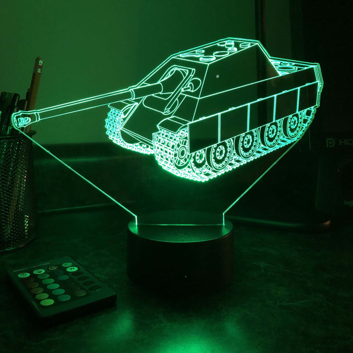 Jagdpanther Tank Destroyer - 3D Optical Illusion Lamp - carve-craftworks-llc