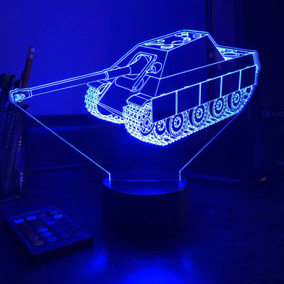 Jagdpanther Tank Destroyer - 3D Optical Illusion Lamp - carve-craftworks-llc