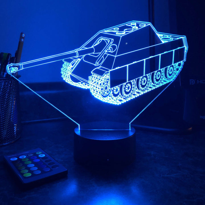 Jagdpanther Tank Destroyer - 3D Optical Illusion Lamp - carve-craftworks-llc