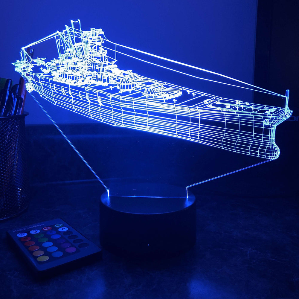 IJN Battleship Yamato - 3D Optical Illusion Lamp - carve-craftworks-llc