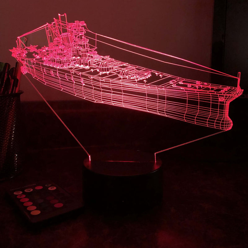 IJN Battleship Yamato - 3D Optical Illusion Lamp - carve-craftworks-llc