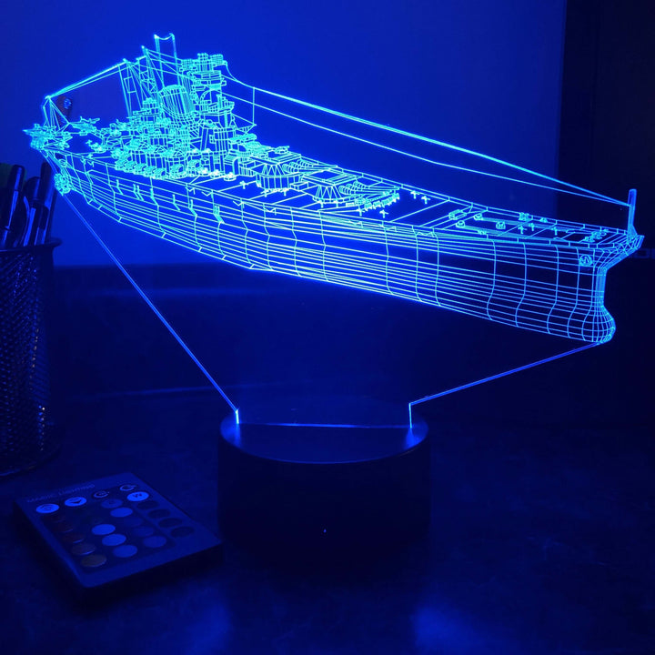 IJN Battleship Yamato - 3D Optical Illusion Lamp - carve-craftworks-llc