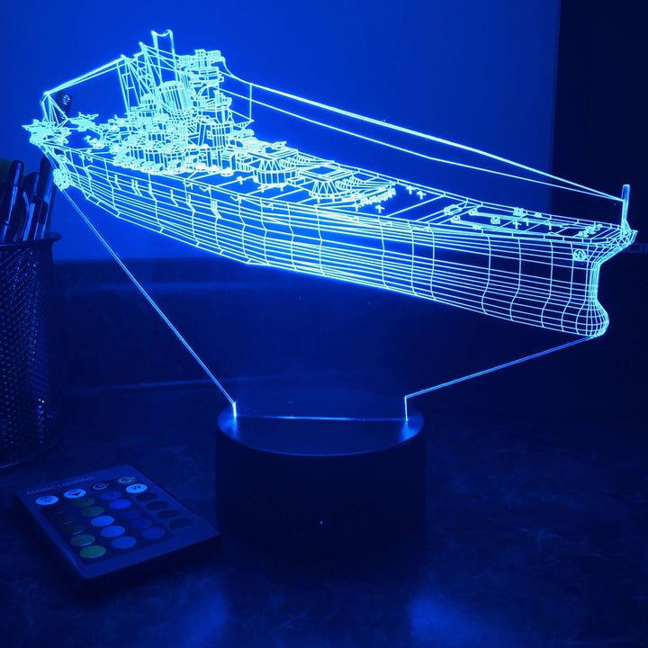 IJN Battleship Yamato - 3D Optical Illusion Lamp - carve-craftworks-llc