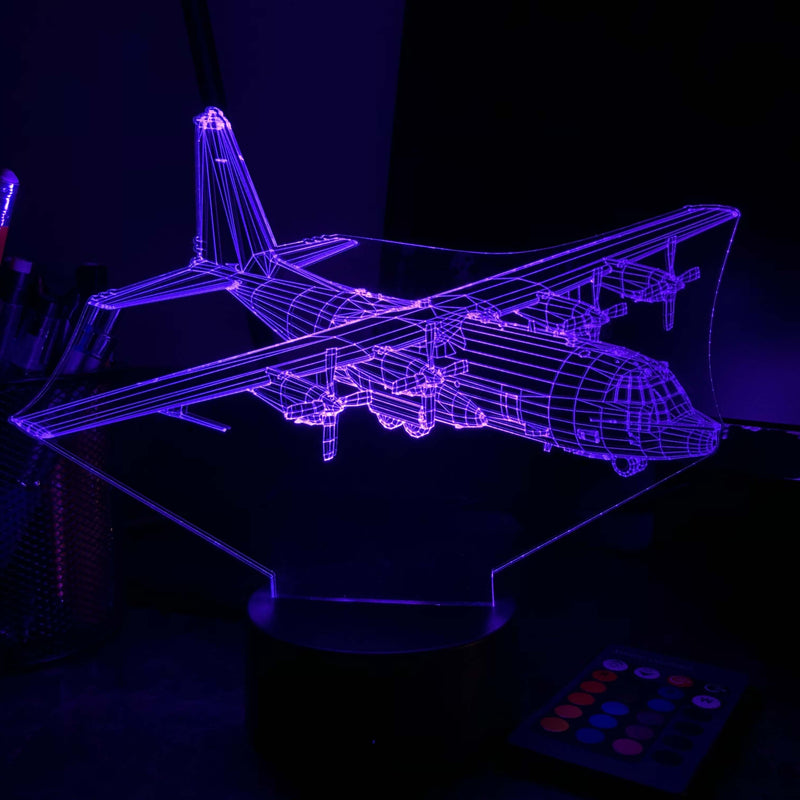 Military C-130 Transport Plane - 3D Optical Illusion Lamp - carve-craftworks-llc