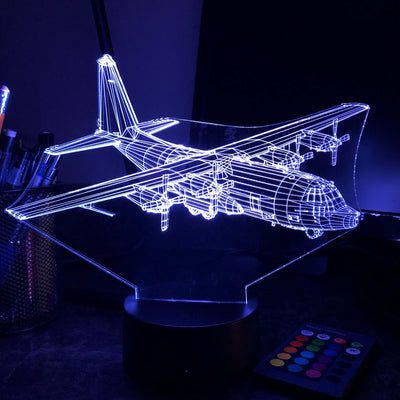 Military C-130 Transport Plane - 3D Optical Illusion Lamp - carve-craftworks-llc