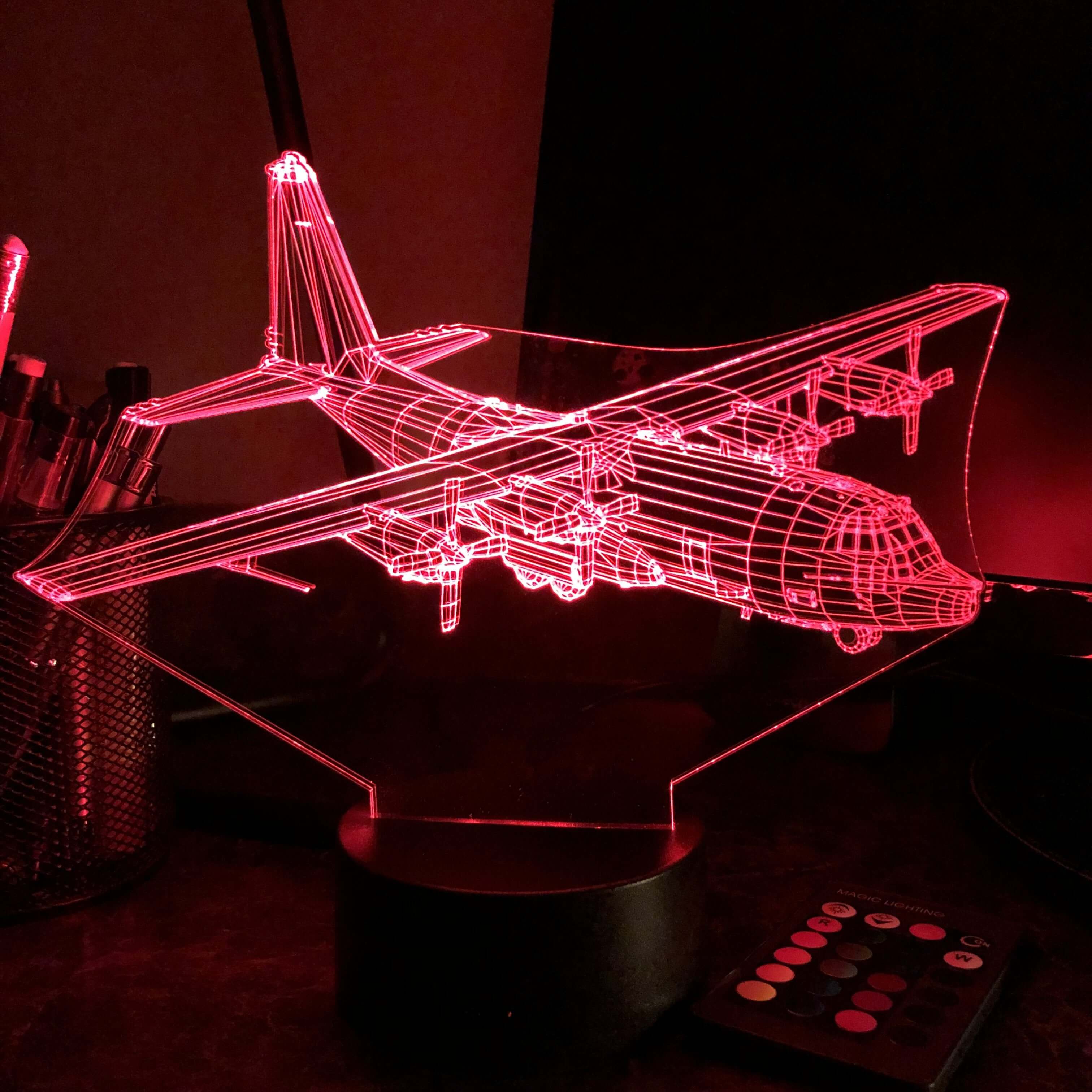 絶版　ハイペリオン　エアークラフト　3Ｄ　ＬＩＧＨＴ Military C-130 Transport Plane - 3D Optical Illusion Lamp